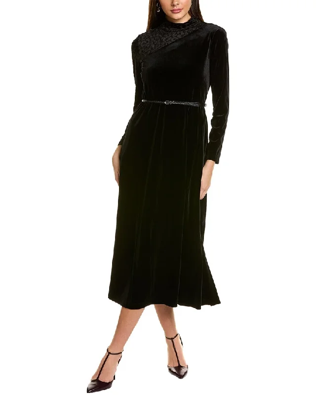 Anne Klein Burnout Velvet Midi Dress