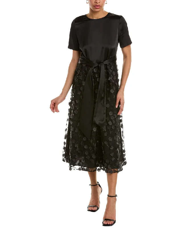 Anne Klein Floral Applique Midi Dress Comfortable Sleeveless Midi Dress