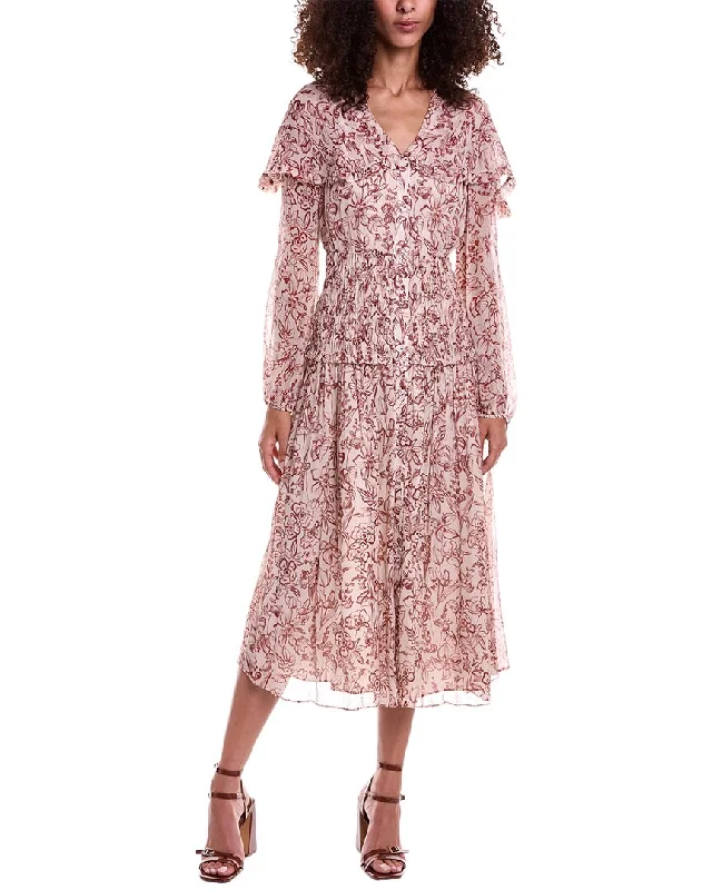 Jason Wu Smocked Chiffon Midi Dress