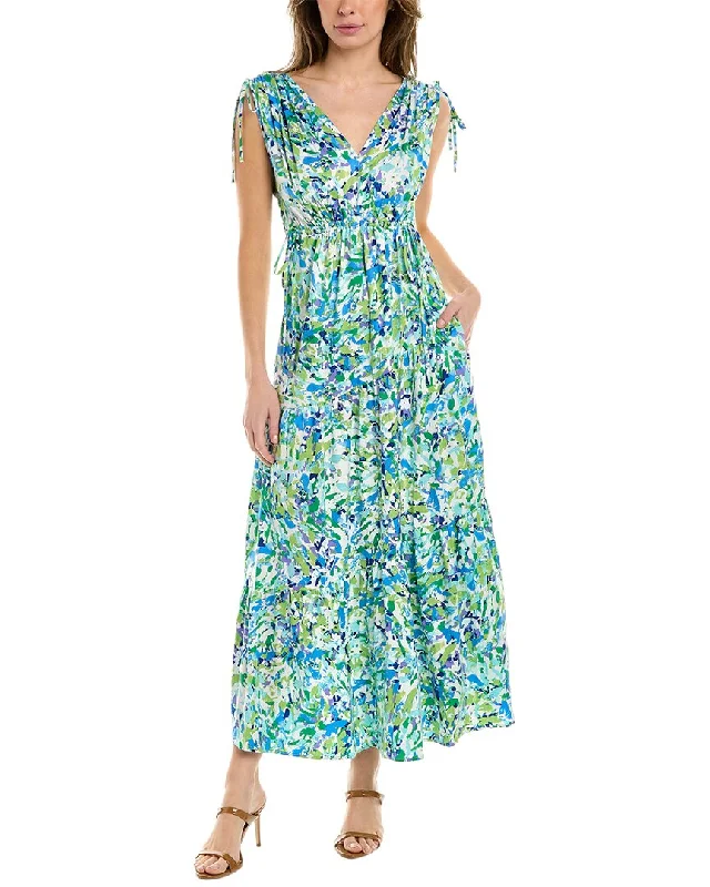 Maggy London Tiered Midi Dress Elegant Floral Midi Dress