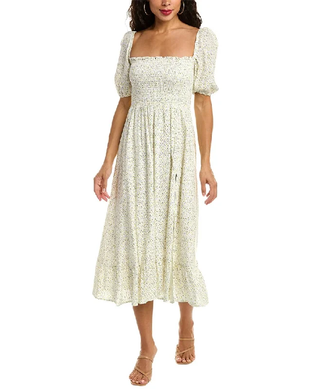 O.P.T. Daisy Linen-Blend Midi Dress