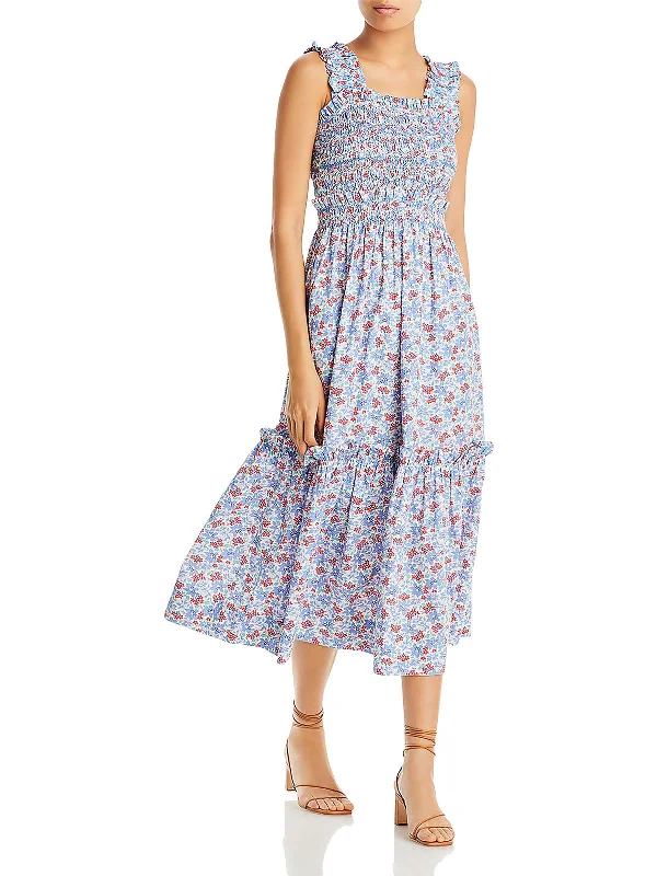 Peggy Womens Cotton Mid-Calf Midi Dress