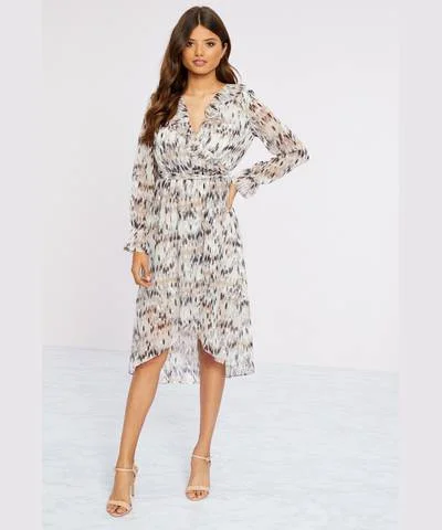 Foil Printed Midi Dress