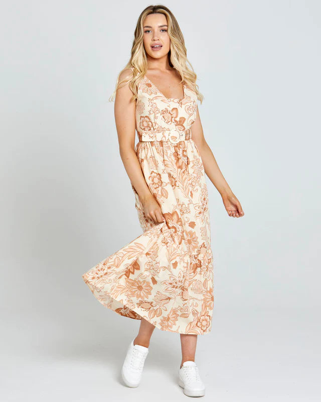 SASS EMELIA SLEEVELESS MIDI DRESS PEACH BLOSSOM