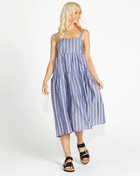 SASS LYDIA SHIRRED BACK MIDI DRESS