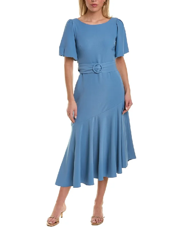 Taylor Belted Crepe Midi Dress