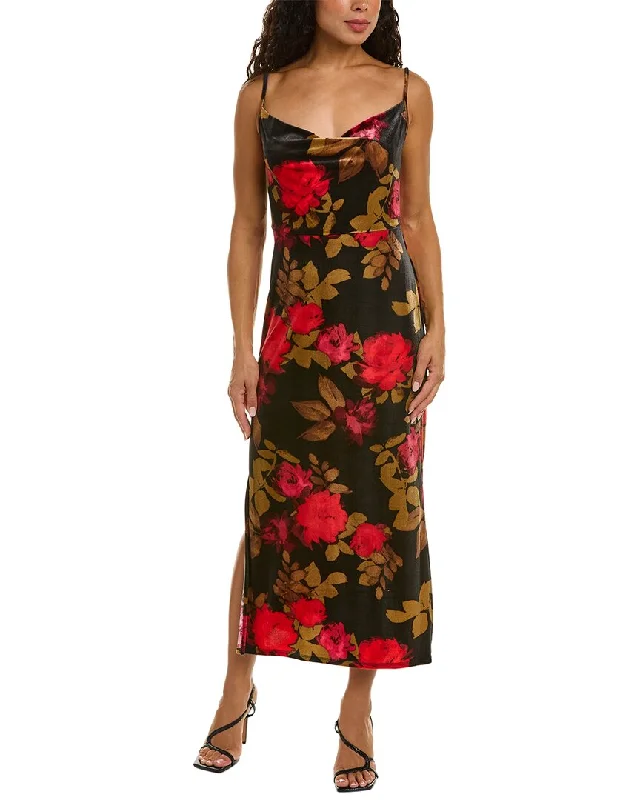 Taylor Printed Stretch Velvet Midi Dress