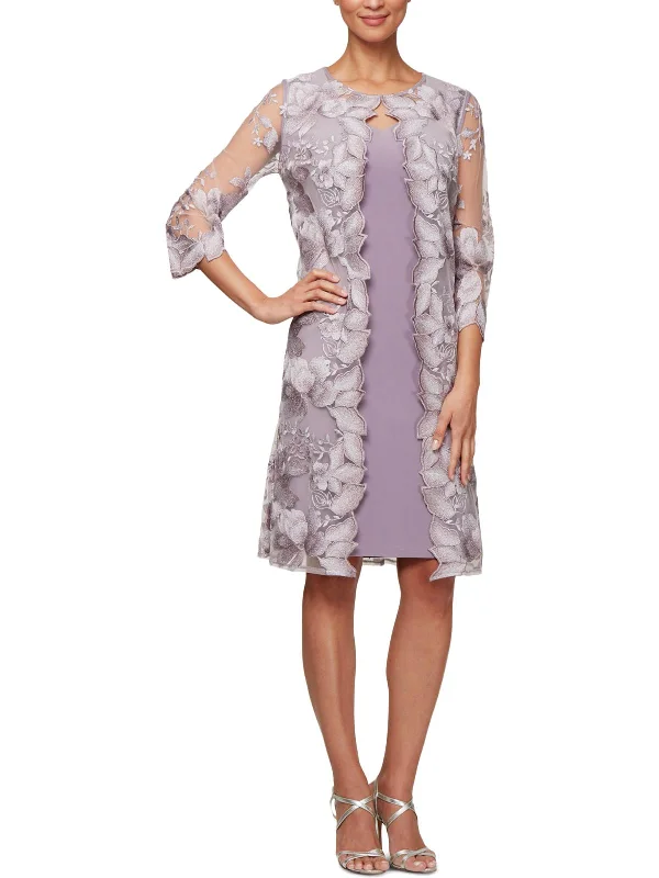 Womens Embroidered Sheer Overlay Midi Dress Trendy Boho Midi Dress