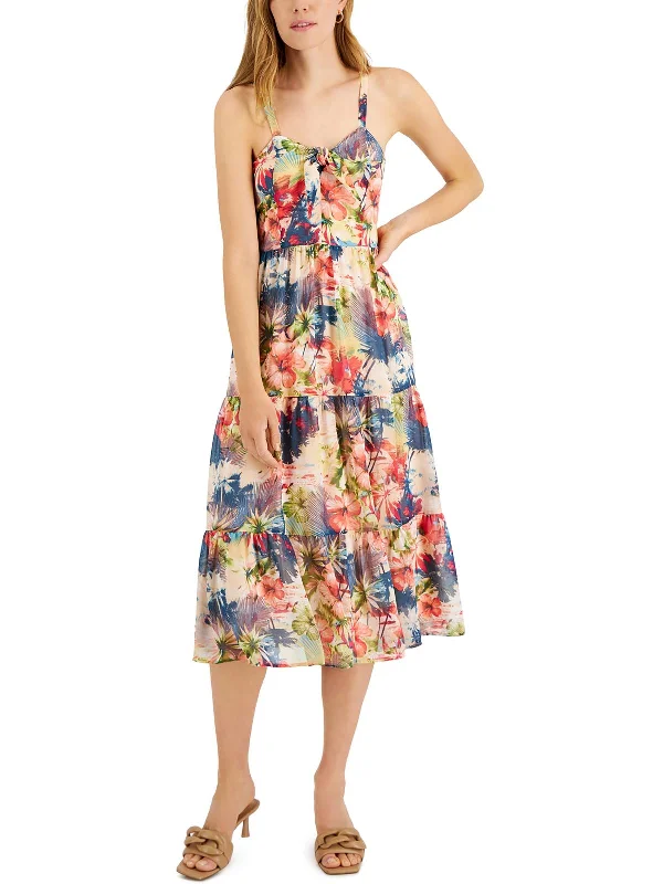 Womens Printed Calf Midi Dress