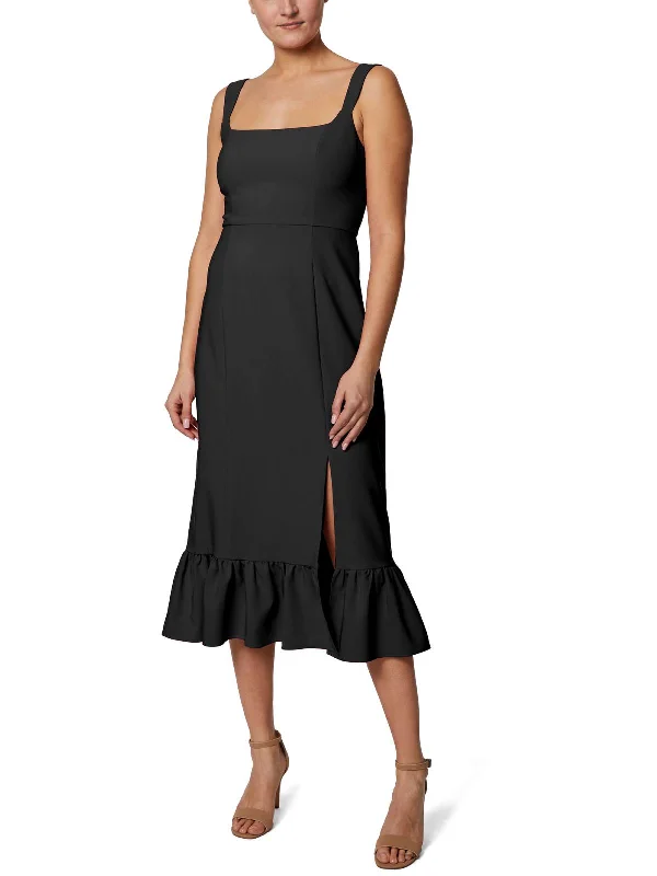 Womens Sleeveless Knee Midi Dress Stylish Striped Midi Dress