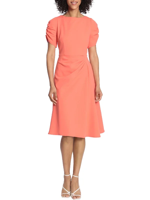 Womens Solid Knee Midi Dress Chic Floral Print Midi Dress