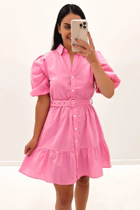 Amiee Mini Dress Pink Elegant Tulle Mini Dress