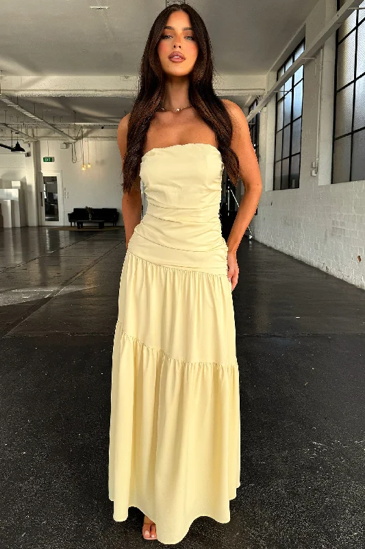 Charlotte Maxi Dress - Yellow Cozy Cold-Shoulder Maxi Dress