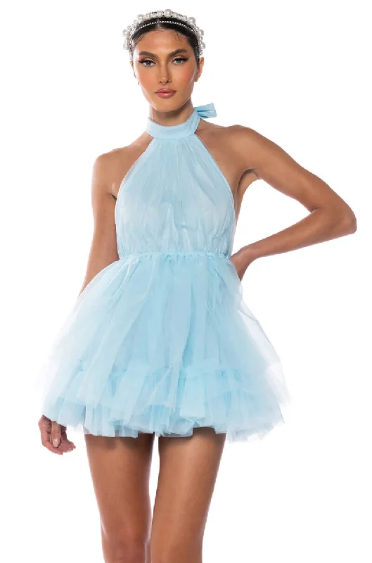 DARLING DIVA TULLE HALTER MINI DRESS