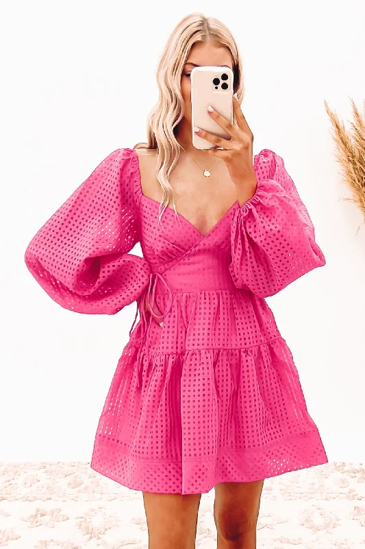 Delanie Mini Dress Pink Comfortable Boho Mini Dress