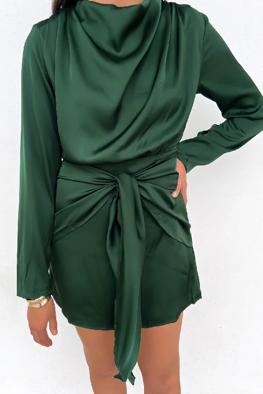 Dinah Mini Dress Emerald Classic Floral Print Mini Dress