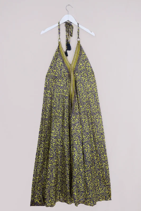 Eden Halter Maxi Dress - Vintage Sari - Passionfruit Abstract Floral - Free Size S - M/L Cozy Ruffle Sleeve Maxi Dress Eden Halter Maxi Dress - Vintage Sari - Passionfruit Abstract Floral - Free Size S - M/L Cozy Ruffle Sleeve Maxi Dress