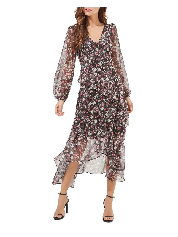 Fairfax Womens Floral Ruffled Maxi Dress