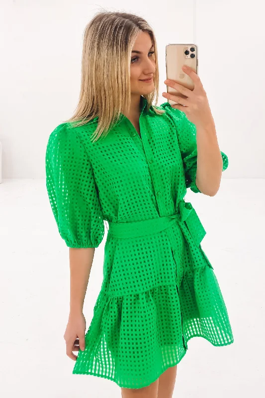 Georgi Mini Dress Green Casual Mini Dress with Pockets