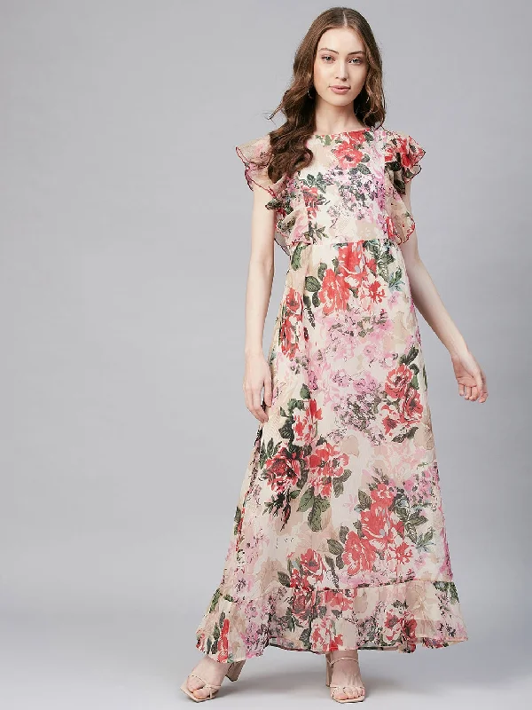 Women's Floral Chiffon Maxi Dress - Stylestone