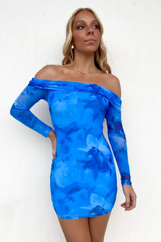 Larnie Mini Dress Blue Trendy Mini Dress with Belt