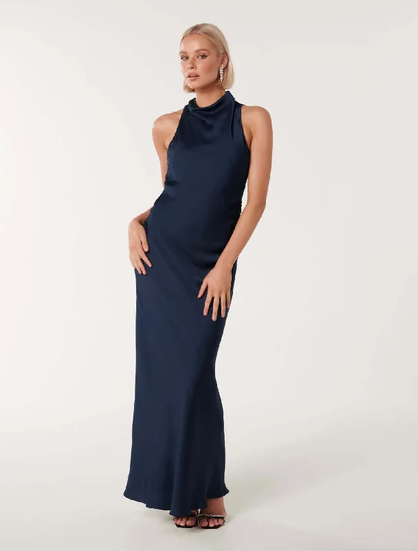 Michelle Open Back Satin Maxi Dress