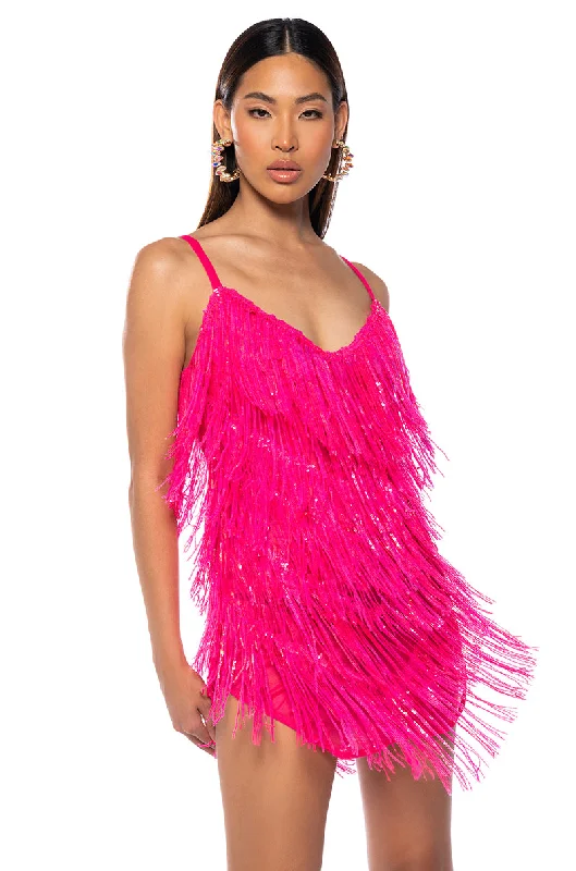 NEVER ENDING NIGHTS SPARKLE MINI DRESS IN PINK