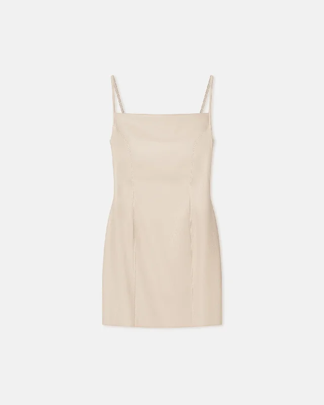 Jorie - Okobor™ Alt-Leather Mini Dress - Creme Cozy Knit Mini Dress