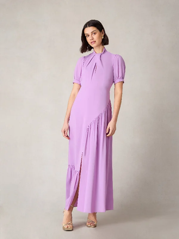 Petite Scarlett Lilac Twist Neck Maxi Dress