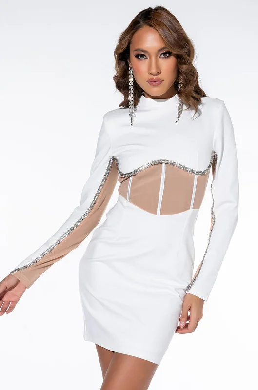 PYT MINI DRESS WITH MESH CORSET WAIST