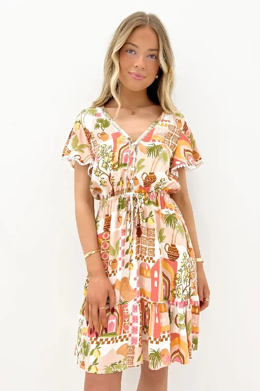 Rafferty Mini Dress Morocco Chic Mini Dress with V-Neck