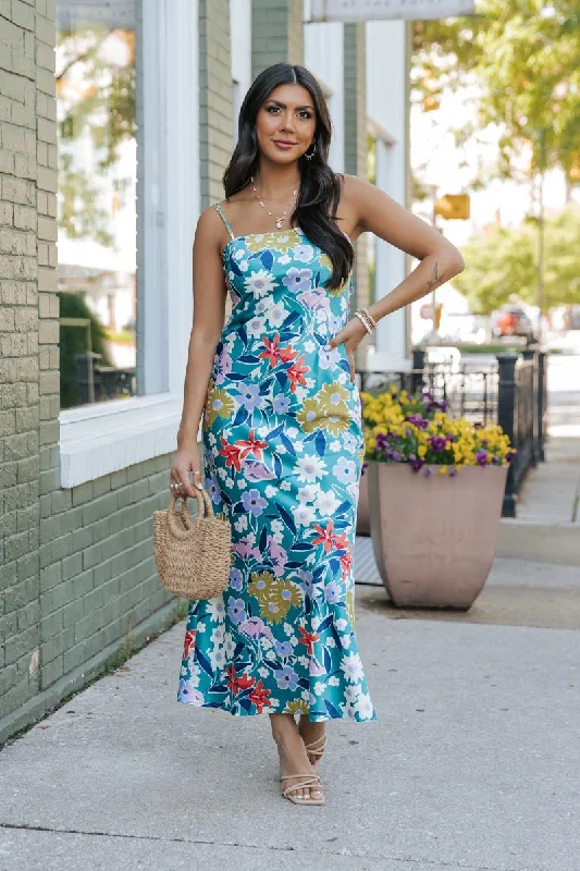 Silky Green Floral Maxi Dress - FINAL SALE