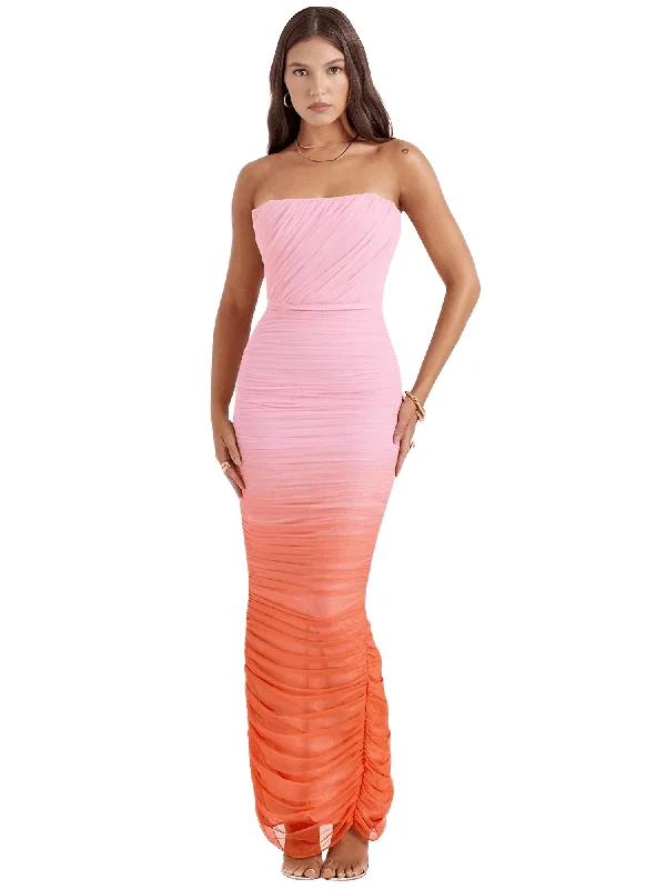 Strapless Sexy Maxi Dress Women Chic Boho Print Maxi Dress