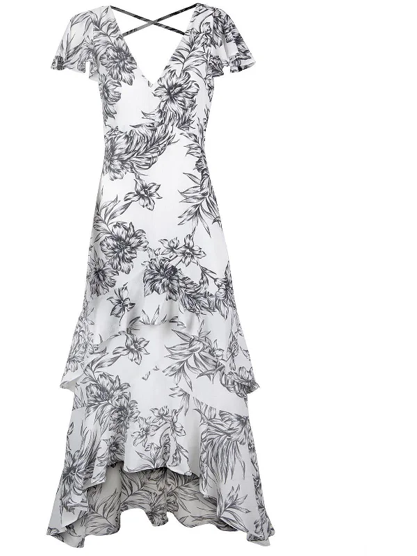 Womens Metallic Floral Maxi Dress