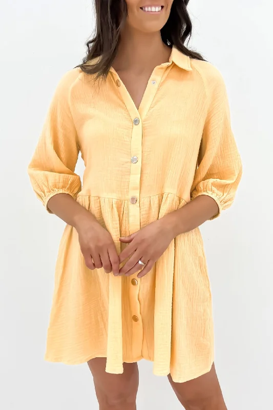 Zadie Mini Dress Yellow Casual Button-Up Mini Dress