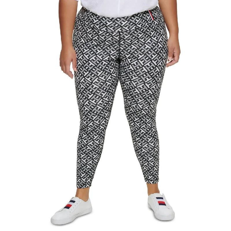 Tommy Hilfiger Sport Womens Plus Printed High Rise Leggings Comfortable Athletic Tights Tommy Hilfiger Sport Womens Plus Printed High Rise Leggings Comfortable Athletic Tights