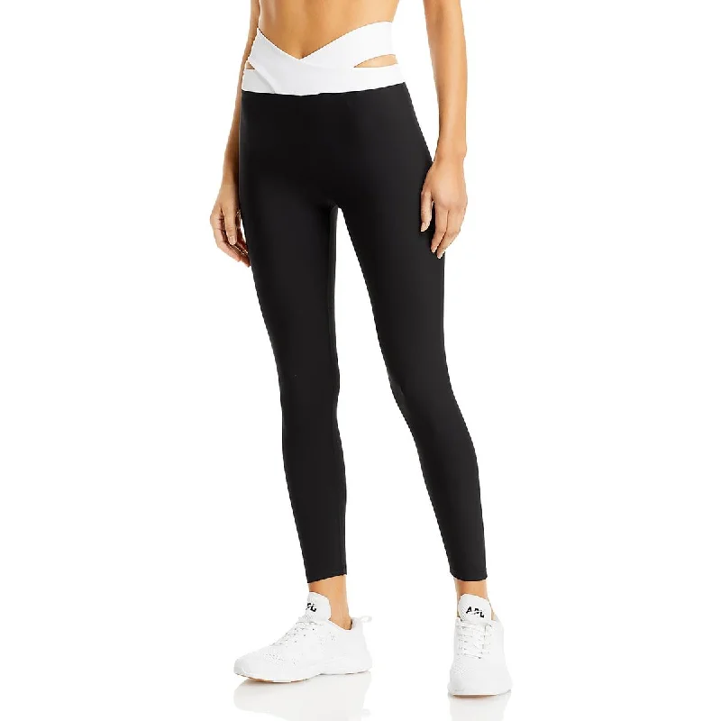 Aqua Womens High Rise Fitness Athletic Leggings Elegant Metallic Leggings