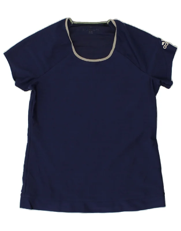 ADIDAS Womens T-Shirt Top EU 38/40 Medium Navy Blue Polyester