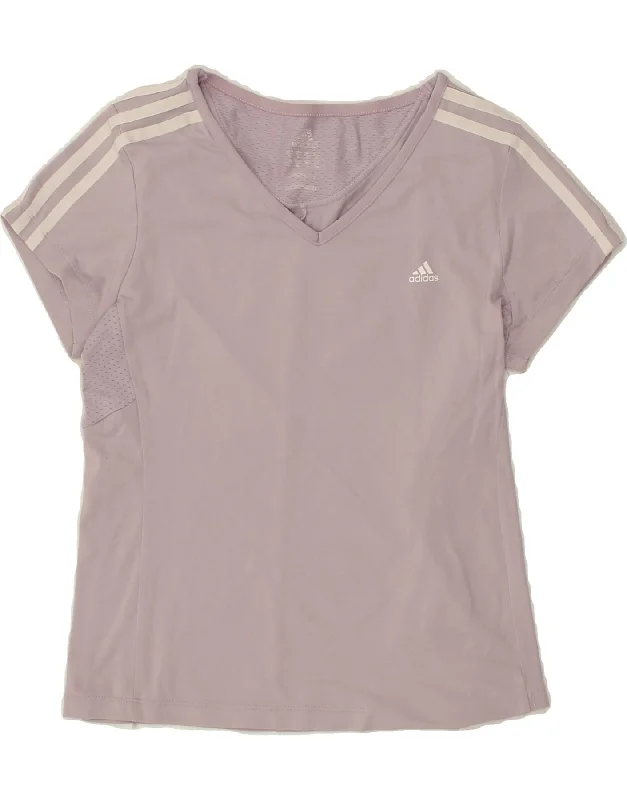 ADIDAS Womens T-Shirt Top UK 12 Medium Purple Polyamide