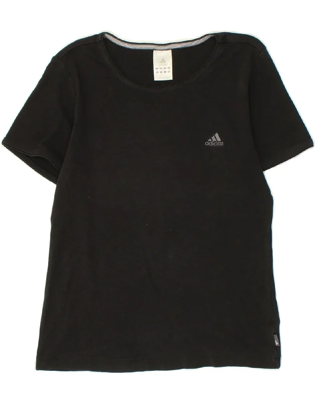 ADIDAS Womens T-Shirt Top UK 16 Large  Black Cotton