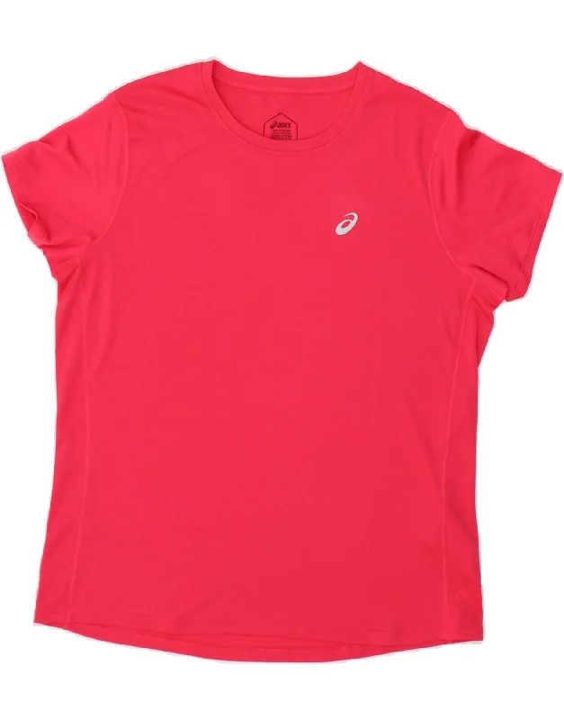 ASICS Womens T-Shirt Top UK 16 Large Red Polyester