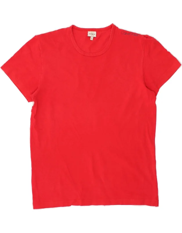 CALVIN KLEIN JEANS Womens T-Shirt Top UK 14 Medium Red