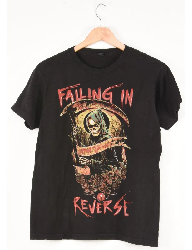 Falling Reverse Printed Black T-shirt - M