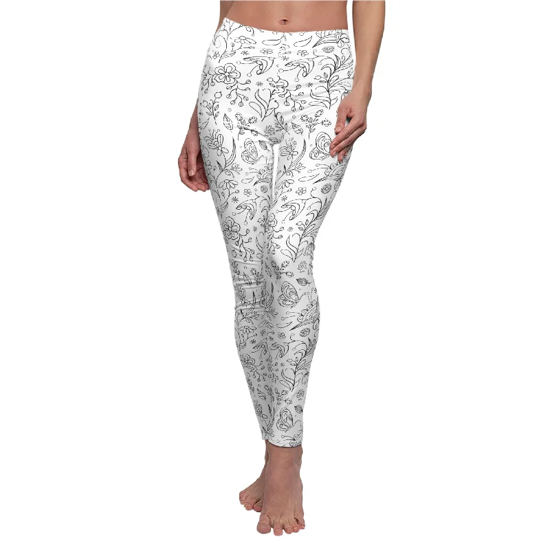 Floral Theme Leggings , Casual Leggings, Active Wear, Sports Cozy Fashion Leggings