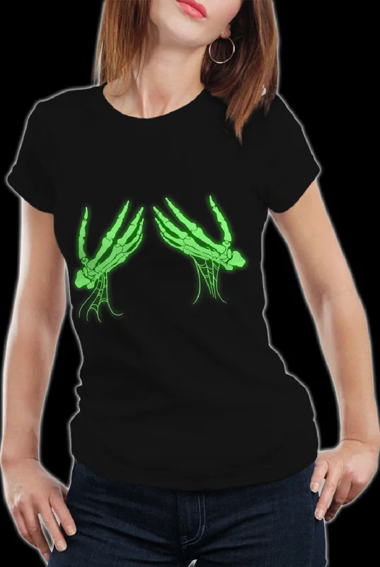 Halloween Tshirt - Glowing Groping Skeleton Hands Girl's T-Shirt