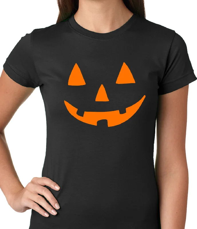 Halloween Tshirt - Orange Jack O' Lantern Womens T-shirt