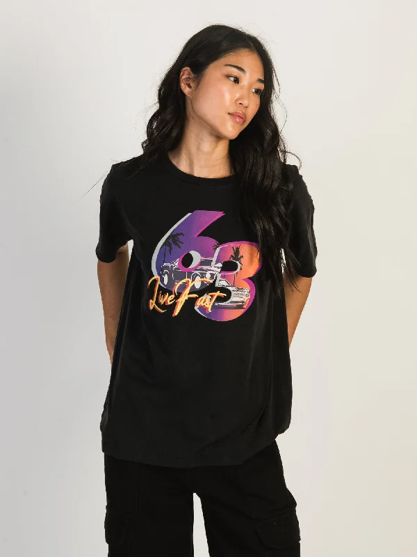HARLOW BOYFRIEND SCREEN T-SHIRT - BLACK Houndstooth Herringbone Solid