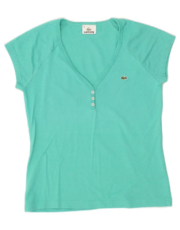 LACOSTE Womens T-Shirt Top Size 38 Medium Turquoise