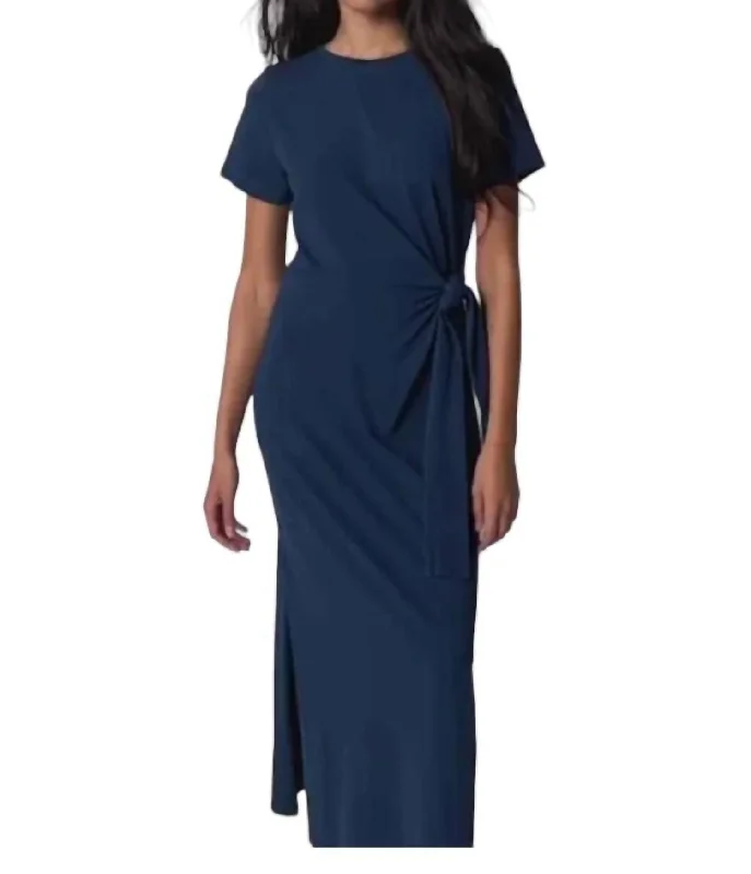 Lavi Tied T-Shirt Dress In Navy