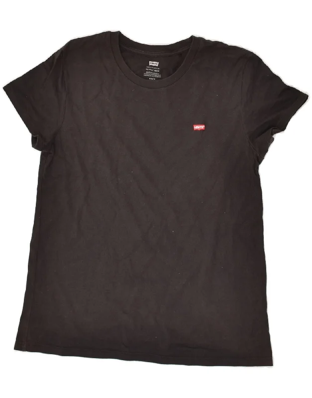 LEVI'S Womens T-Shirt Top UK 12 Medium Black Cotton